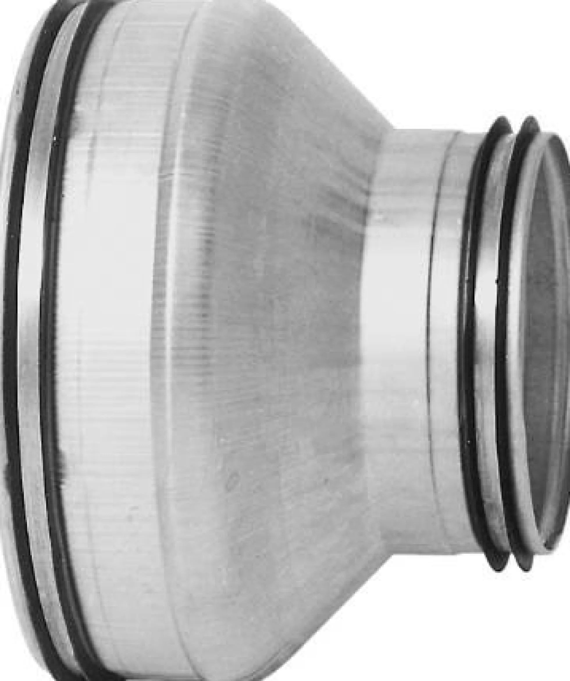 Kort centrisk reduktion m. nipler Ø160 mm til Ø125 mm