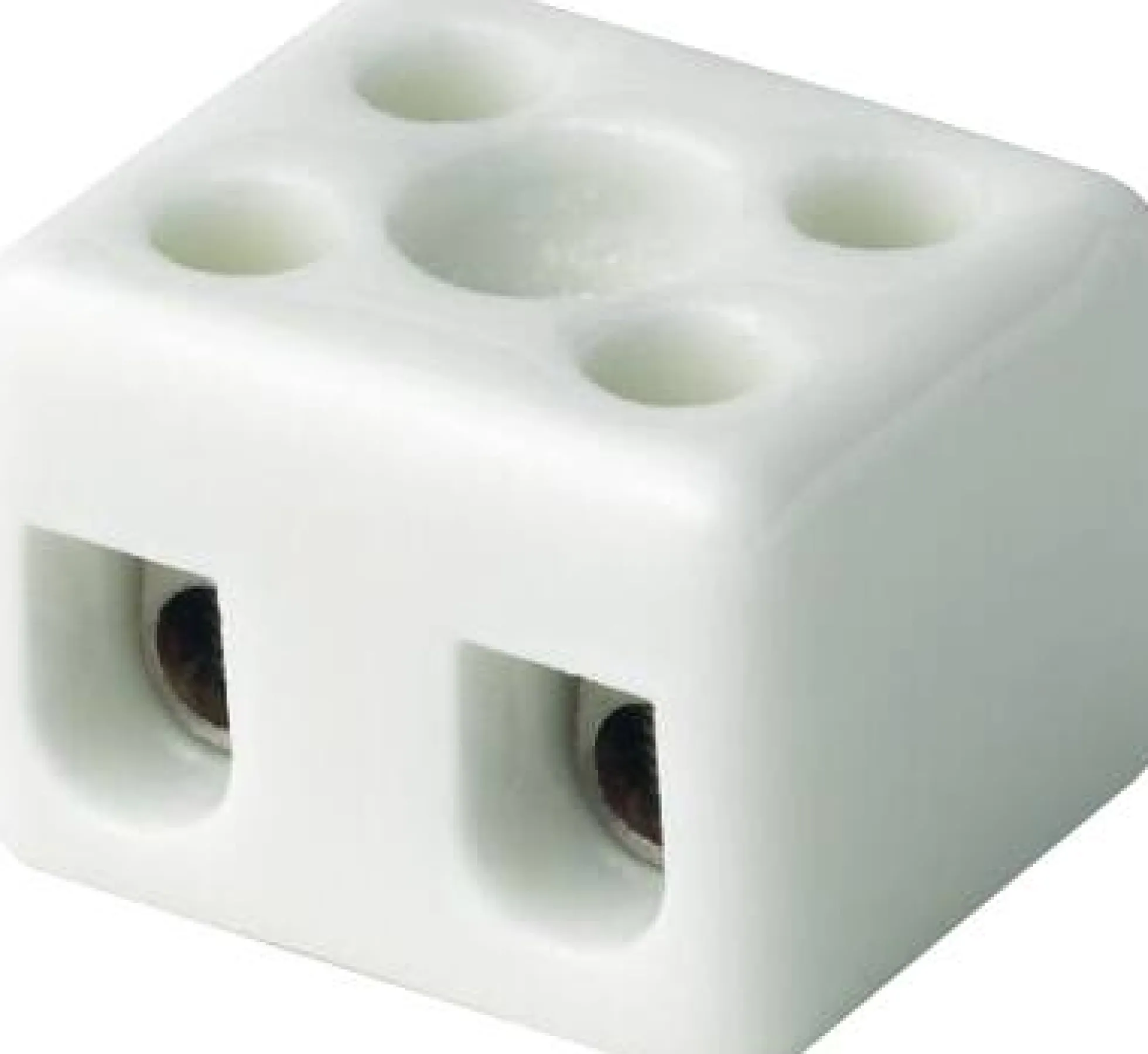 Kronemuffe porcelæn, 2P, 10mm², med montagehul, 20x24x23 mm