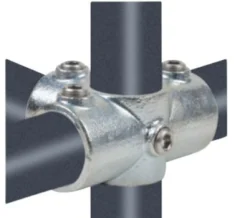 Kryds med side og gennemgang , galvaniseret, vandrørs-fitting til stativ og reol - Pipe Clamps