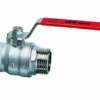 Kuglehane cim5, 3/4", messing, fuldt gennemløb, stålgreb, rød