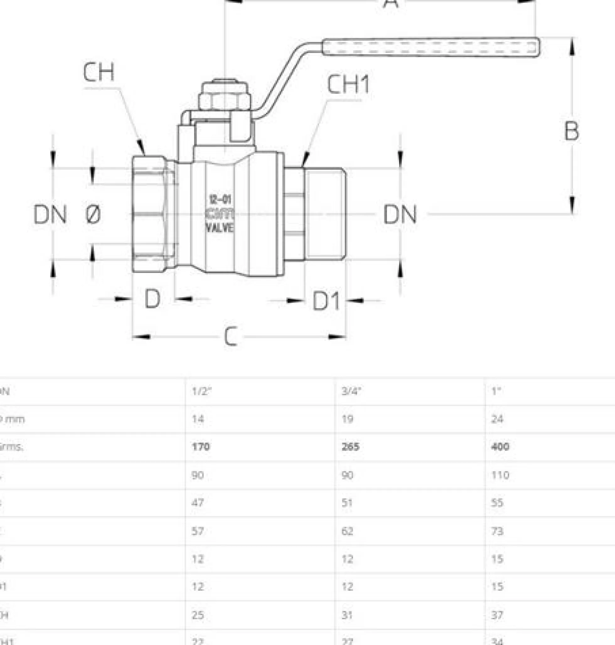 kuglehane cim5, 1'', m/n, m/stålgreb