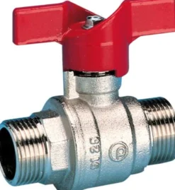 Kuglehane let T-greb NP/NP 3/4" messing, forniklet - Pettinaroli