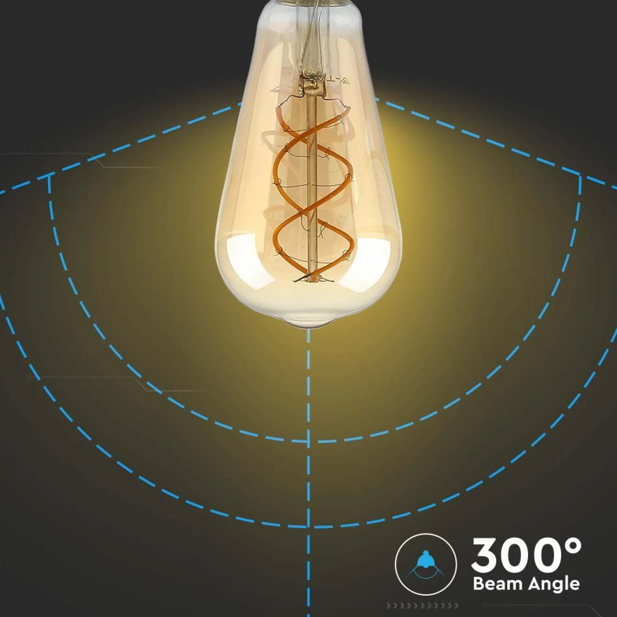 Kultrådspære, ST64, 5W, E27, dæmpbar, 250lm, ravfarvet glas, 1800K