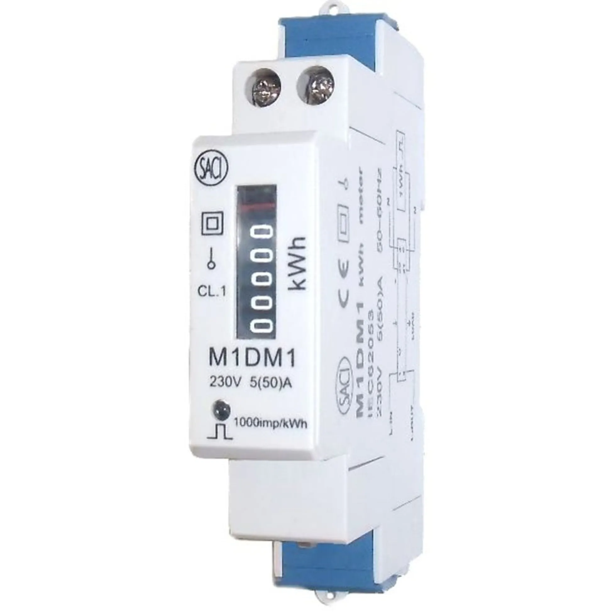 KWH måler 1-faset mekanisk 5(50)A, 1 modul, S0-snitflade, M1DM1