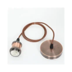 Lampefatning & roset, designer, bronze, 150 cm ledning, E27