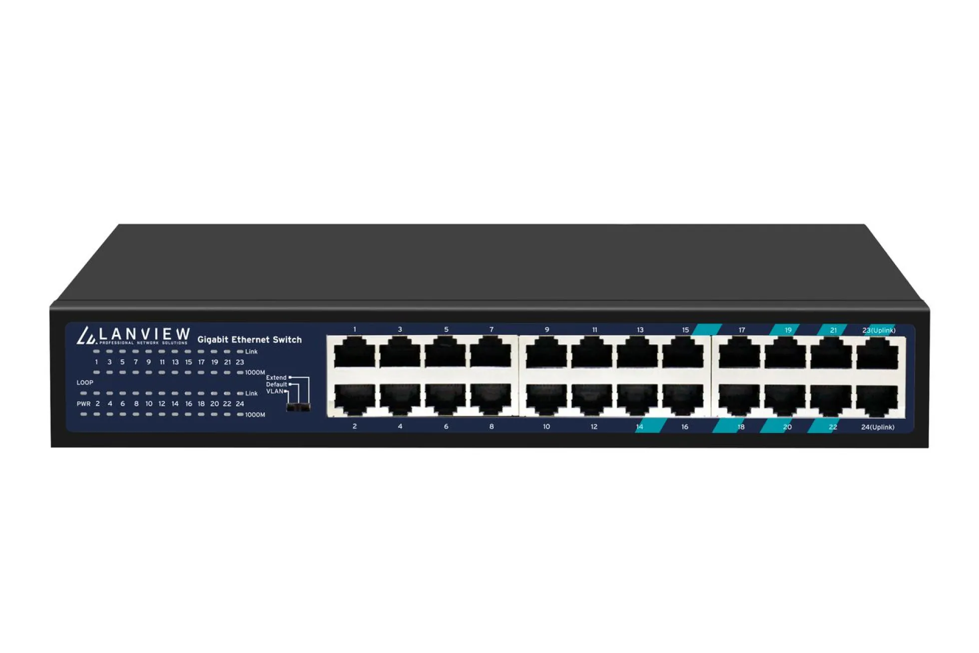 Lanview Uadministreret Ethernet-switch, 24-port, Fuldt Gigabit, Intelligent