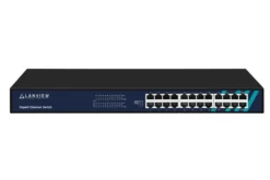 Lanview unmanaged, 24-port, full gigabit, intelligent ethernet switch, 1U rackmonteret