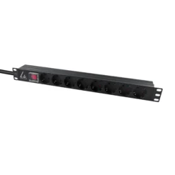 Lanview 19" 1U PDU 16A 8x Schuko-stik C14-stik