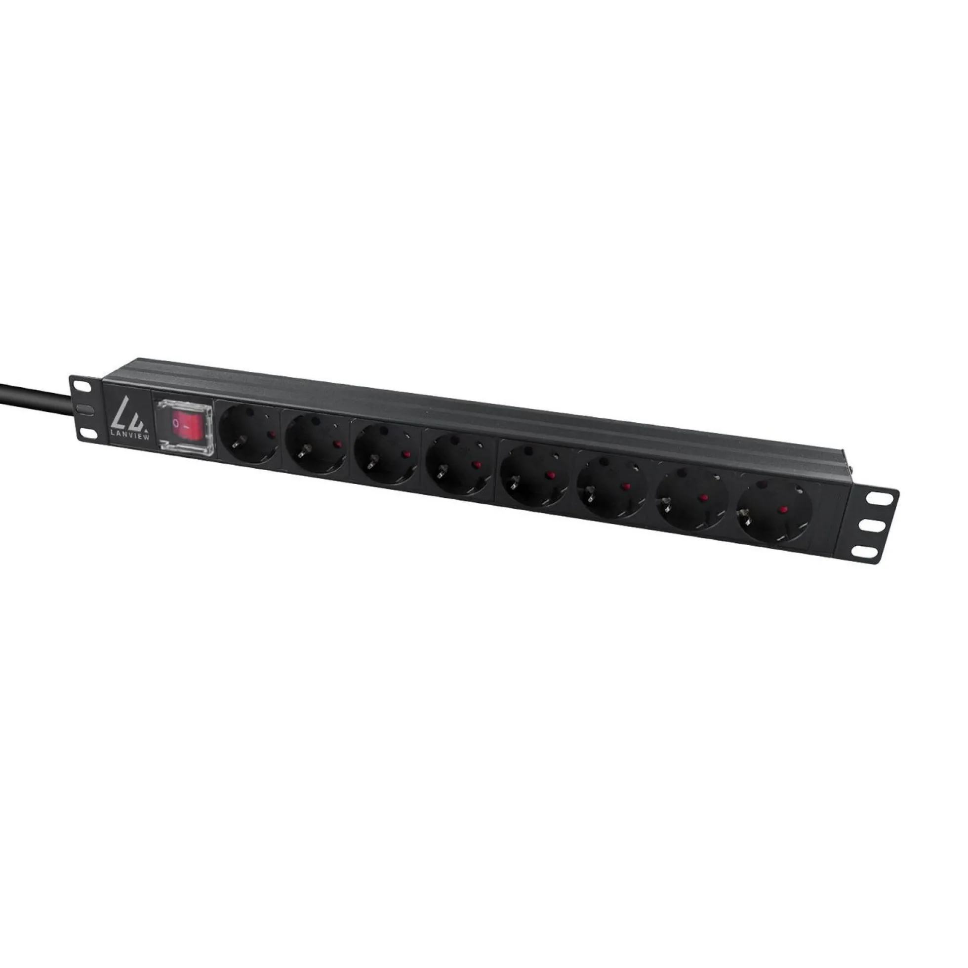 Lanview 19" 1U PDU 16A 8x Schuko-stik C14-stik