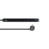 Lanview 19" 1U PDU 16A 8x Schuko type F 3 m kabel