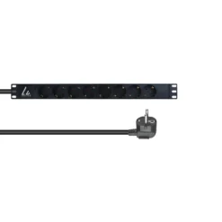 Lanview 19" 1U PDU 16A 8x Schuko type F 3 m kabel