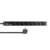 Lanview 19" 1U PDU 16A 8x Schuko type F med overspændingsbeskyttelse 3 m kabel