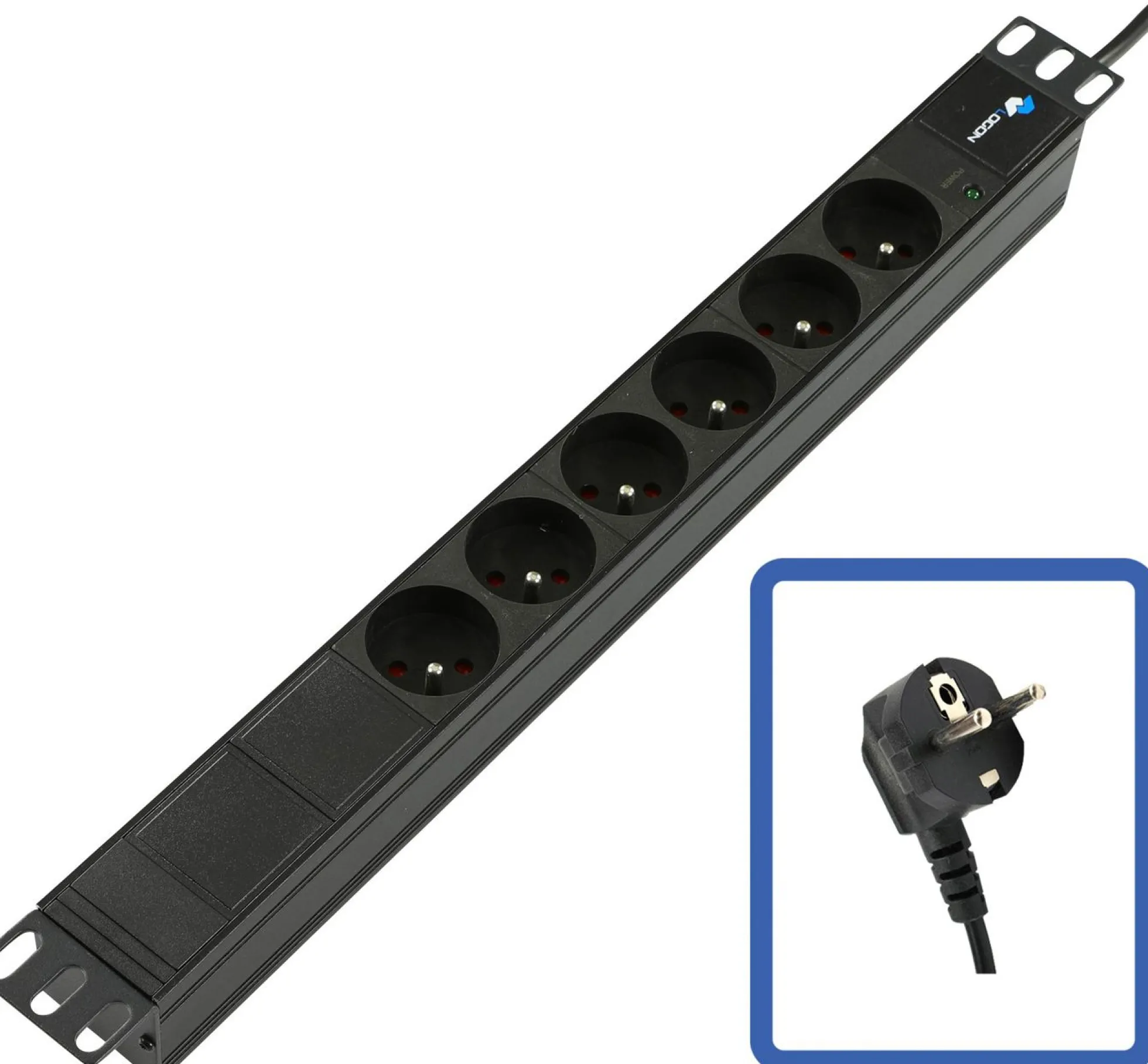 Lanview 19" 1U PDU 6 udtag med LED-indikator