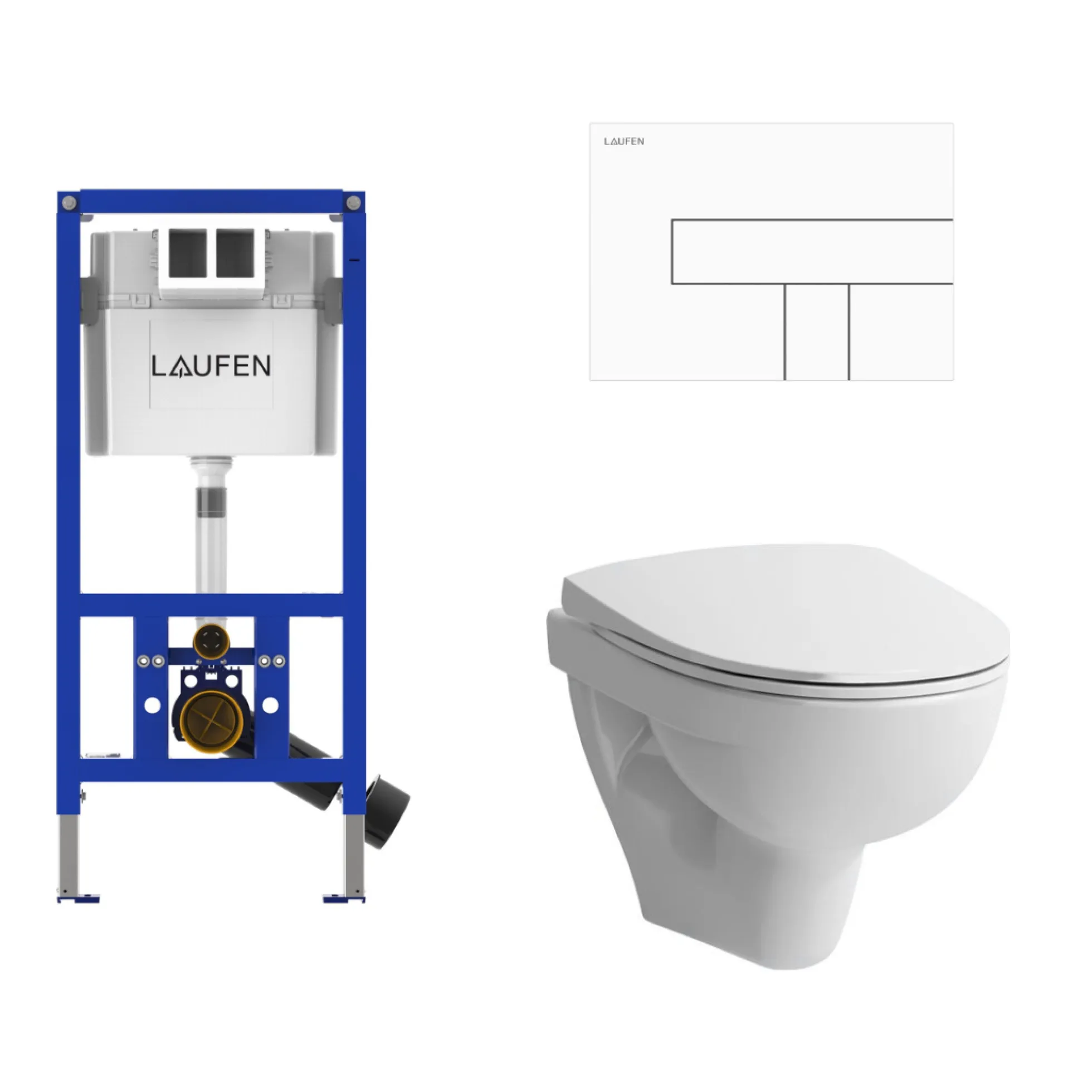 Laufen Pro-N toiletpakke, komplet inkl. cisterne, toiletskål, toiletsæde & betjeningstryk
