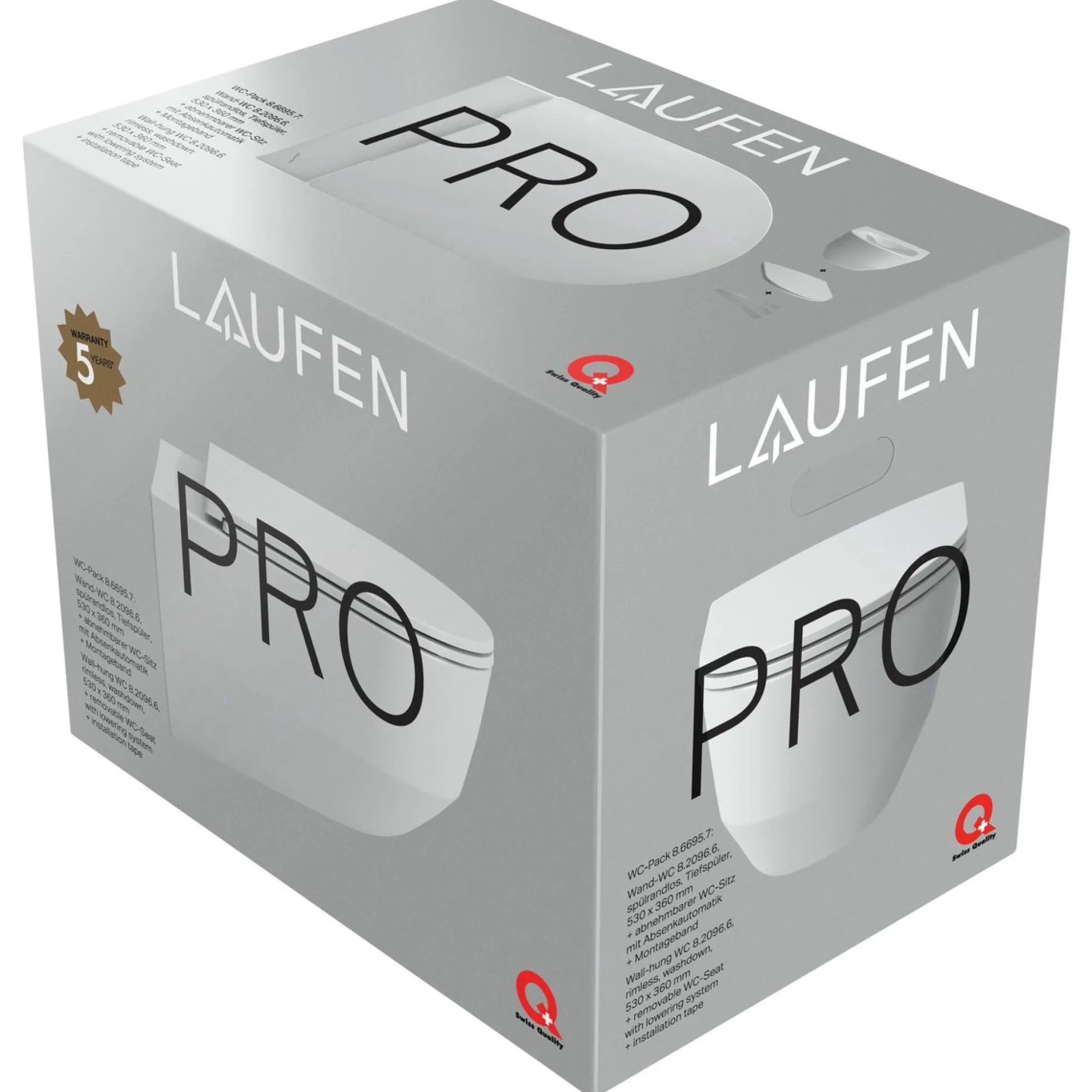 Laufen Pro Rimless væghængt toilet inkl. sæde med SC & QR.