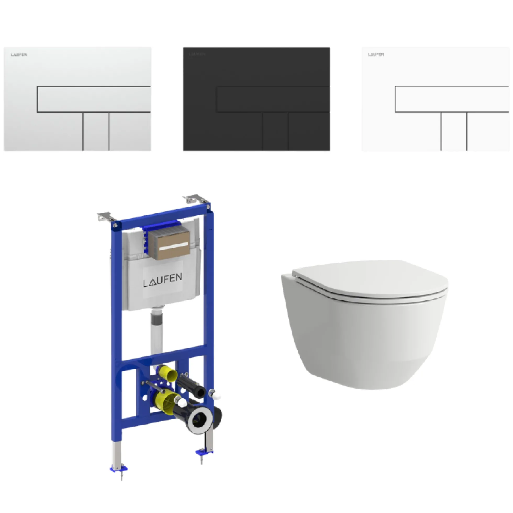 Laufen Pro toiletpakke, komplet inkl. cisterne, toiletskål, toiletsæde & betjeningstryk