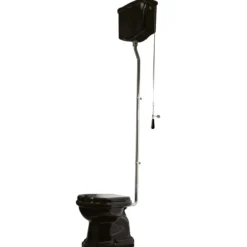 Lavabo Retro HIGH toilet, P-lås, krom rør, blank sort