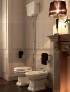 Lavabo Retro HIGH toilet, P-lås, krom rør, hvid