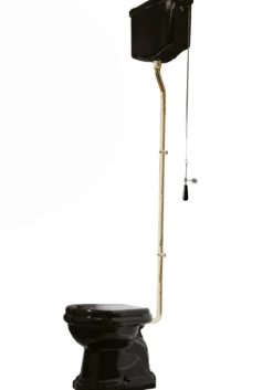 Lavabo Retro HIGH toilet, S-lås, messing rør, blank sort