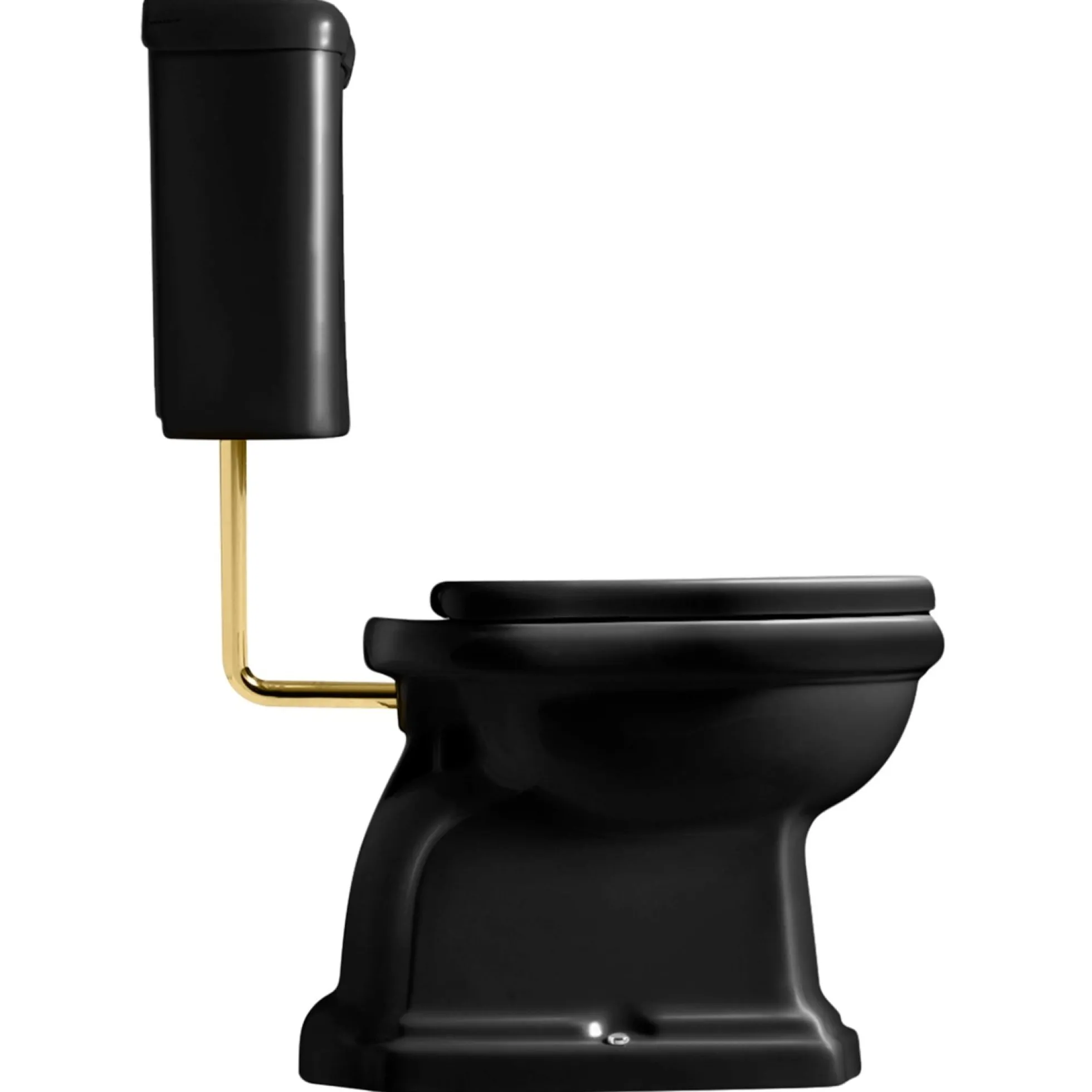 Lavabo Retro LOW toilet, P-lås, messing rør, blank sort