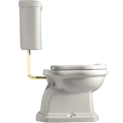 Lavabo Retro LOW toilet, S-lås, messing rør, hvid