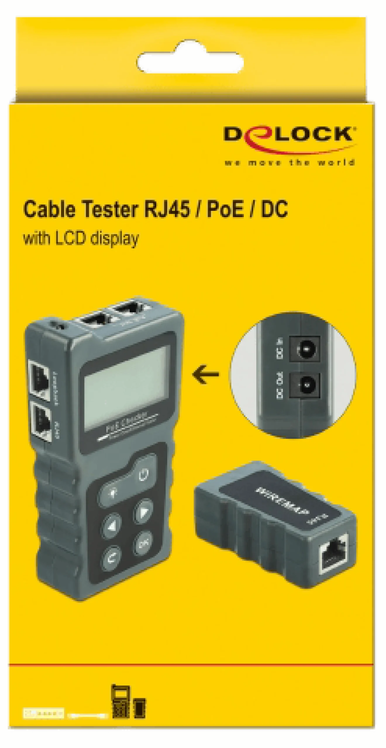 LCD kabeltester RJ45 / PoE / DC, mørkegrå