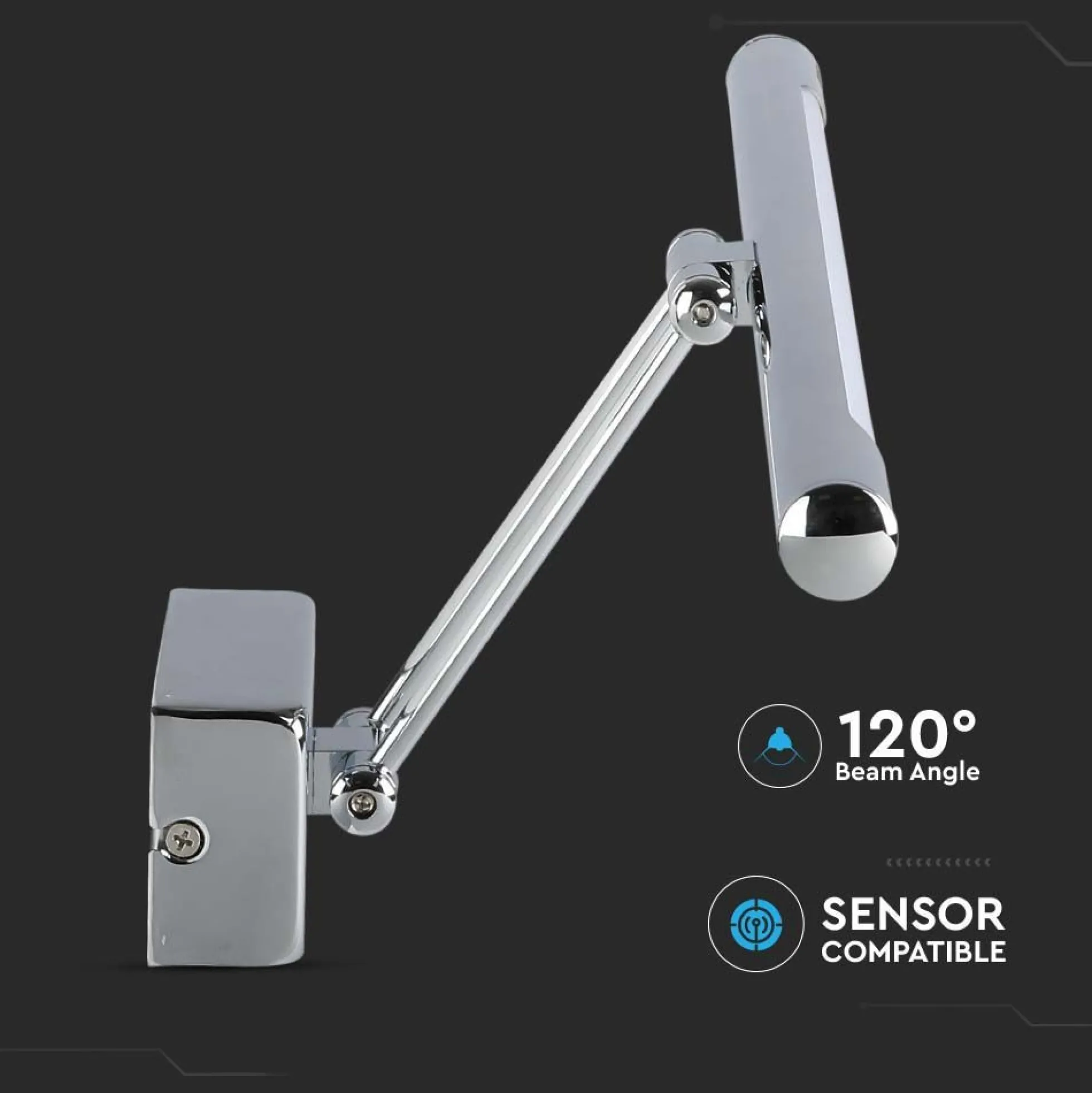 LED billede-/spejllampe, krom, 3000K, Ø640mm, 13W - V-Tac Pro Serie