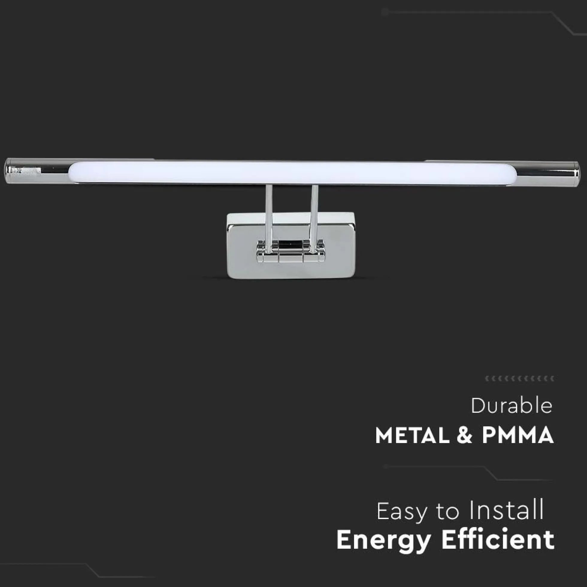 LED billede-/spejllampe, krom, 3000K, Ø640mm, 13W - V-Tac Pro Serie