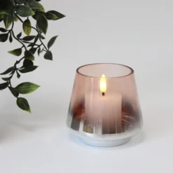 LED bloklys med flammeeffekt, hvid, 2 stk, ægte stearin, 5x5 cm