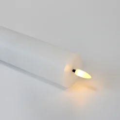 LED bloklys med flammeeffekt, hvid, 15 cm, fjernbetjening og timer - Ægte stearin, Ø5 cm