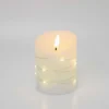 LED bloklys med lyskæde, flammeeffekt, 10 cm høj, inkl. fjernbetjening - Ø7,5 cm, ægte stearin