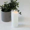 LED bloklys med smelte-look og flammeeffekt, 17,5 cm, inkl. fjernbetjening, timer og ægte stearin