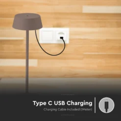 LED bordlampe, 2W, 3000K, IP54, genopladelig