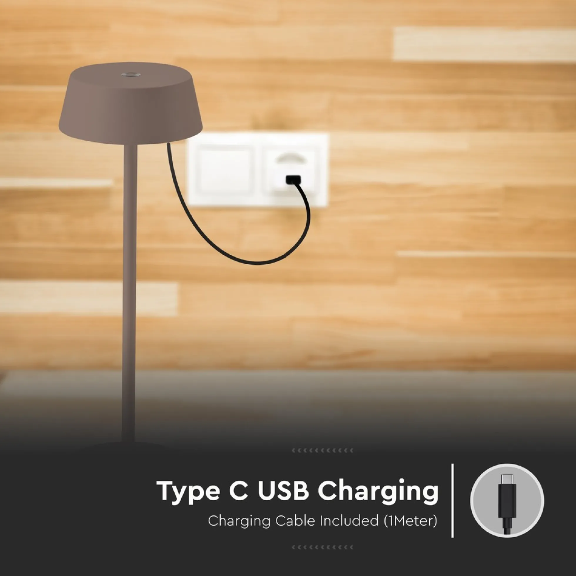 LED bordlampe, 2W, 3000K, IP54, genopladelig