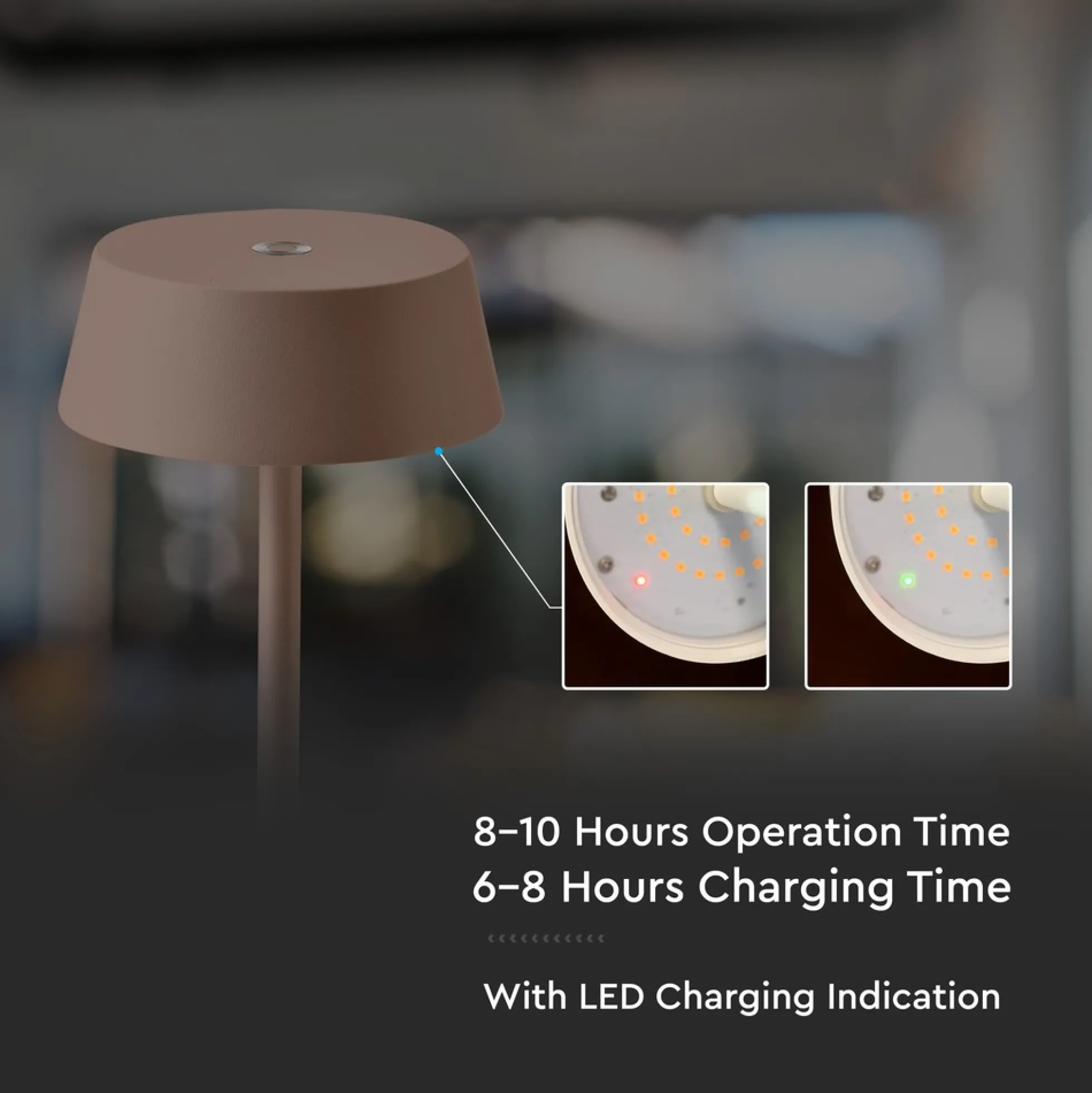 LED bordlampe, 2W, 3000K, IP54, genopladelig