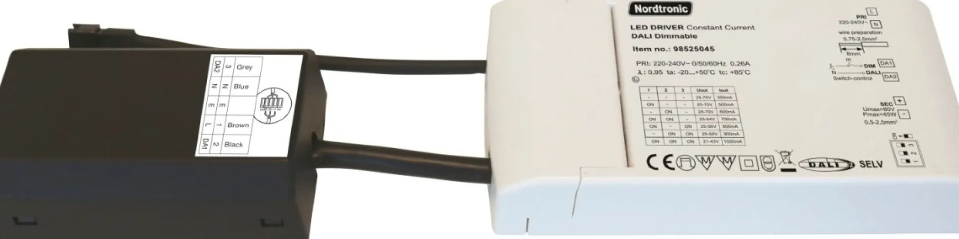 LED Driver Dali CC 45W, push dim, 350-1050 mA