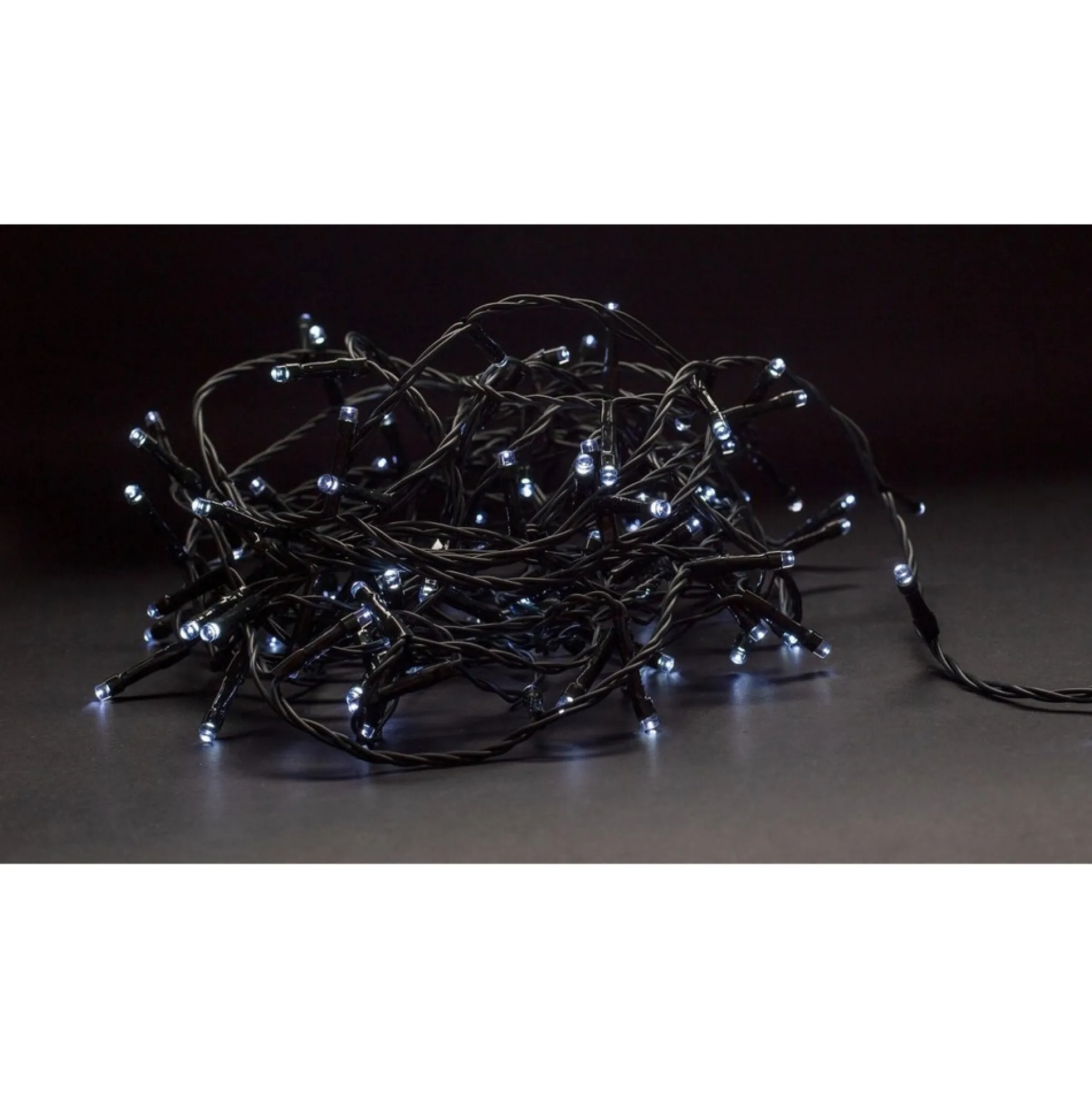 LED julelyskæde, 9 meter, 120 LED, hvid, udendørs, IP44, 230V (restsalg)