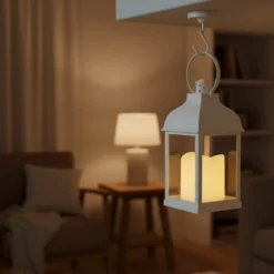 LED lanterne, firkantet, hvid, batteri, IP54, 2700K - Dæmpbar: Nej