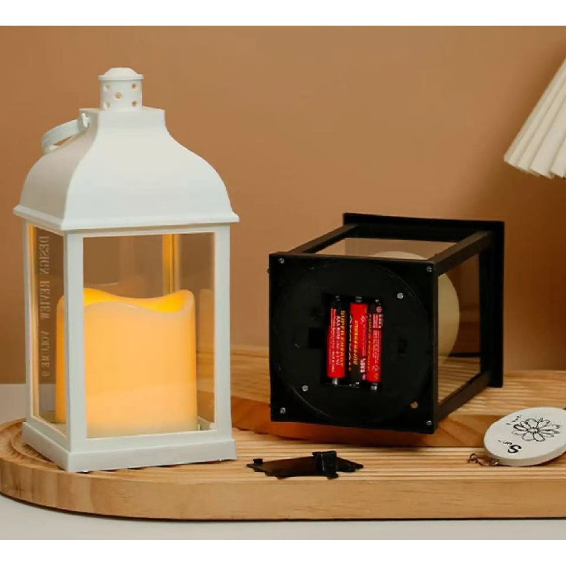 LED lanterne, firkantet, hvid, batteri, IP54, 2700K - Dæmpbar: Nej