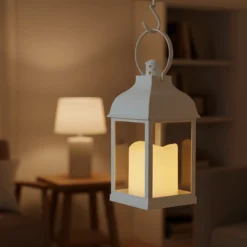 LED lanterne, firkantet, hvid, batteri, IP54, 2700K - Dæmpbar: Nej