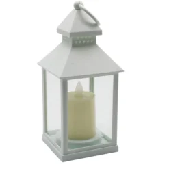 LED lanterne med flammeeffekt, firkantet, hvid, batteri, IP54, 2700K, 100 lumen, 1W, PVC - Ikke dæmpbar
