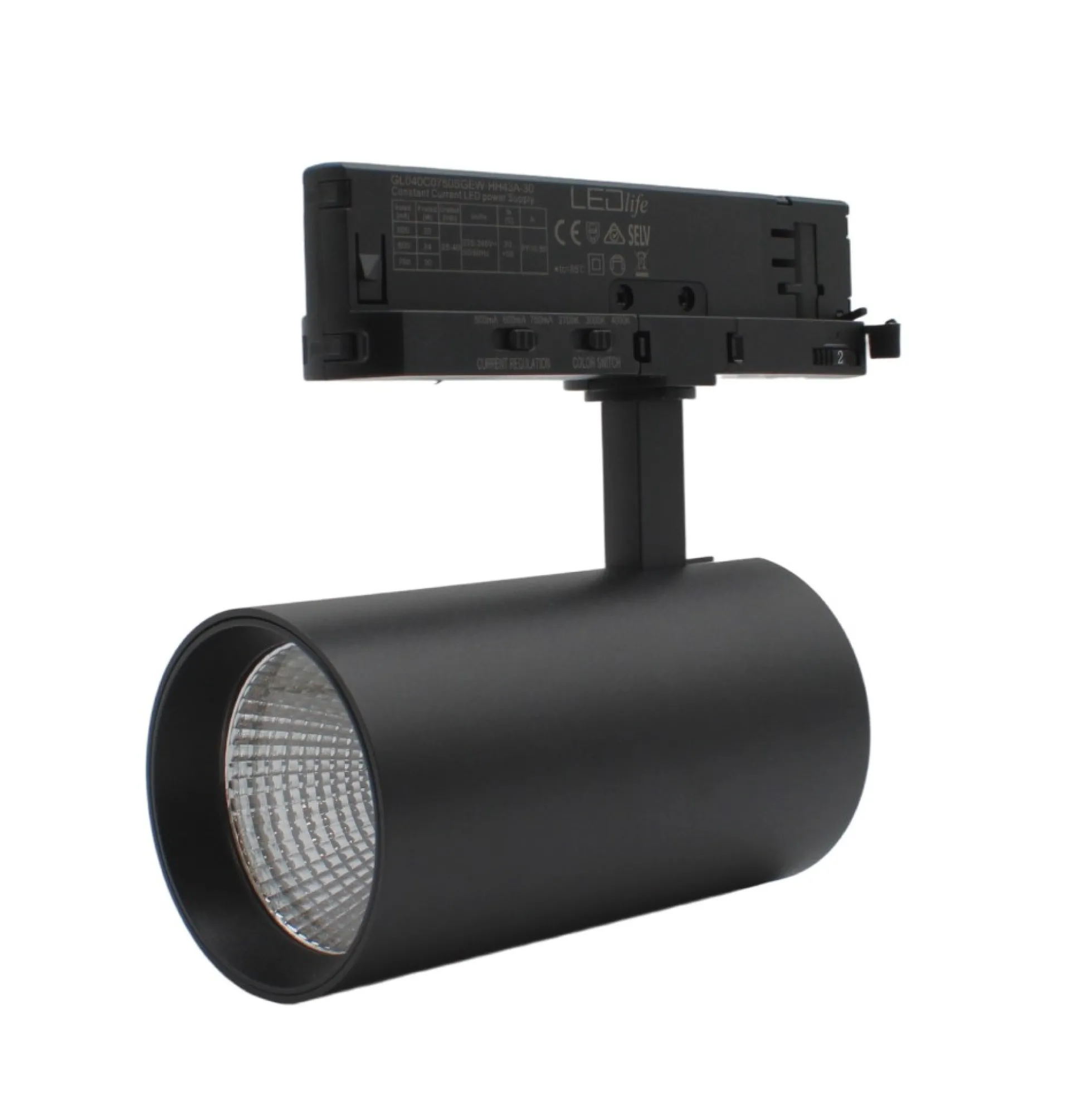 LEDlife CCT justerbar skinnespot 28W, sort - Justerbar CCT + lysstyrke, RA90, 3200lm, Flicker free, 3-faset