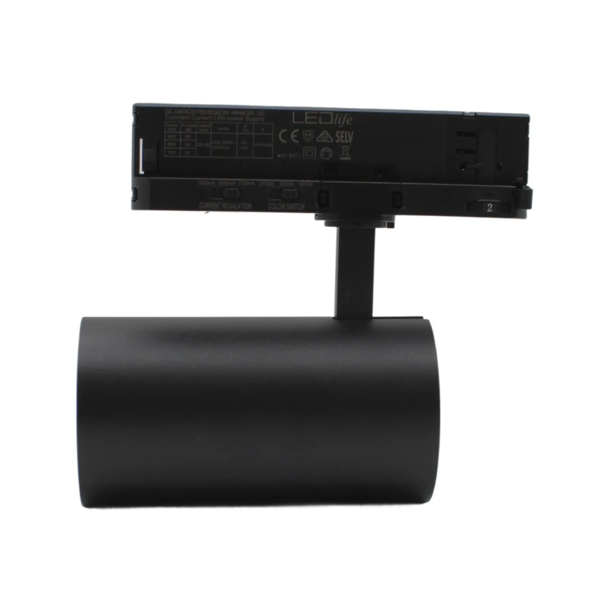 LEDlife CCT justerbar skinnespot 28W, sort - Justerbar CCT + lysstyrke, RA90, 3200lm, Flicker free, 3-faset