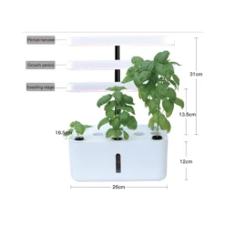 LEDlife hydroponisk køkkenhave, inkl. vækstlys, 8 pladser, timer, 2,8L vandtank, 18W, 120mm, 280mm, 170mm, ABS plastik, hvid