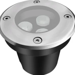 LEDlife nedgravningsspot, 3W, rund, rustfrit stål, 24V DC, 3000K - Ikke dæmpbar