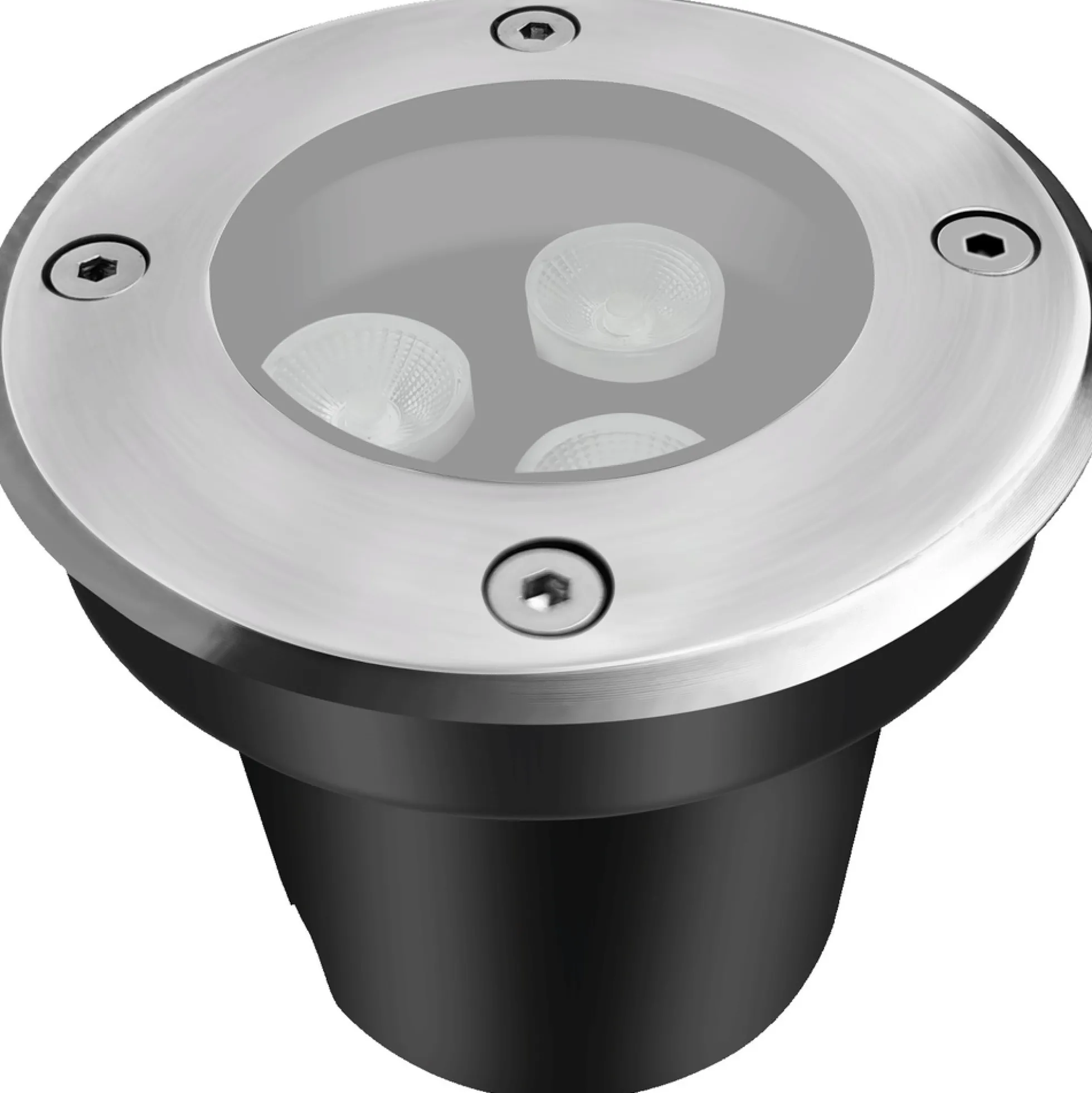 LEDlife nedgravningsspot, 3W, rund, rustfrit stål, 24V DC, 3000K - Ikke dæmpbar