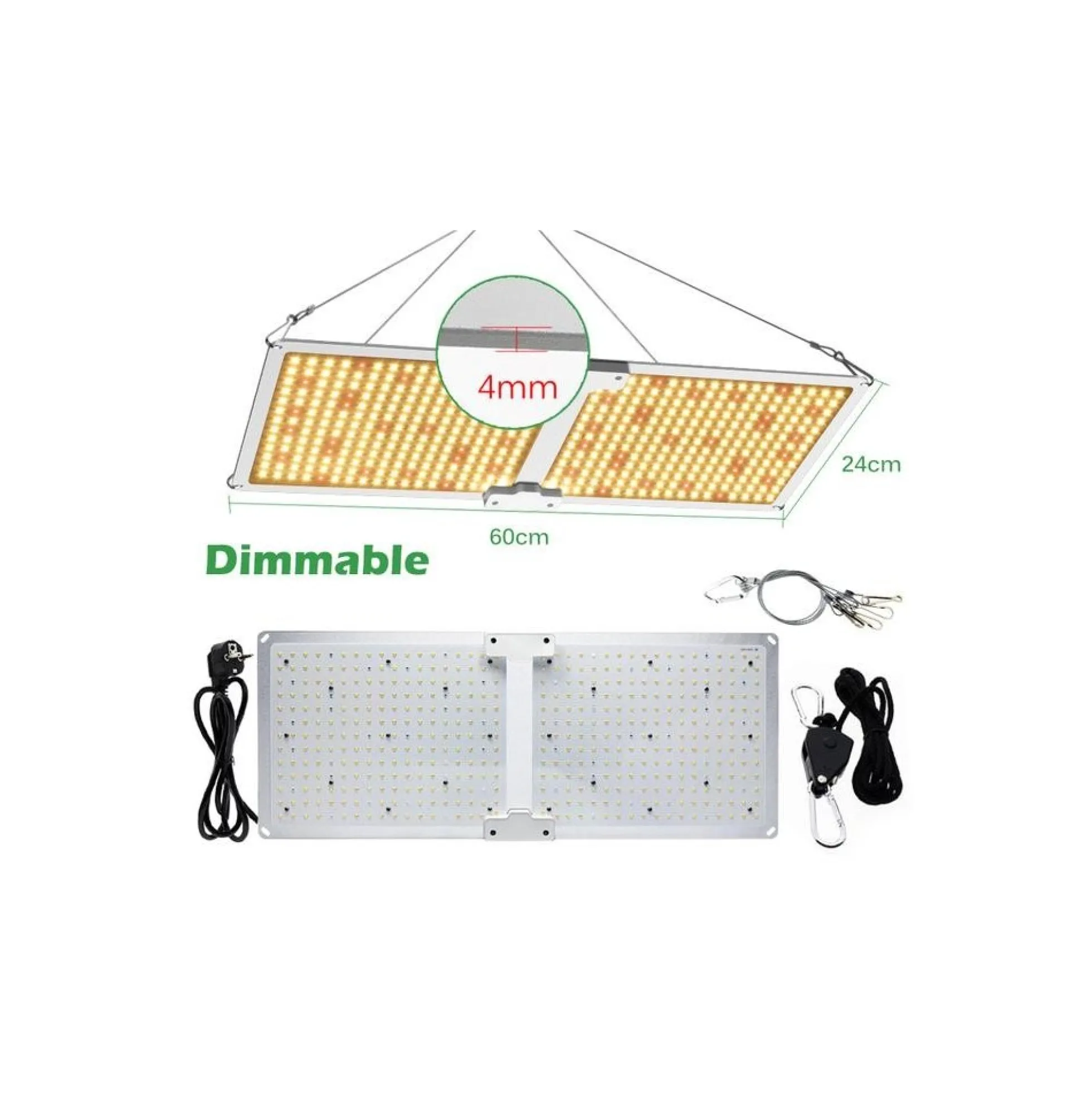 LEDlife Quantum board vækstlampe, fuldt spektrum, indbygget dæmper, inkl. ophæng, IP65
