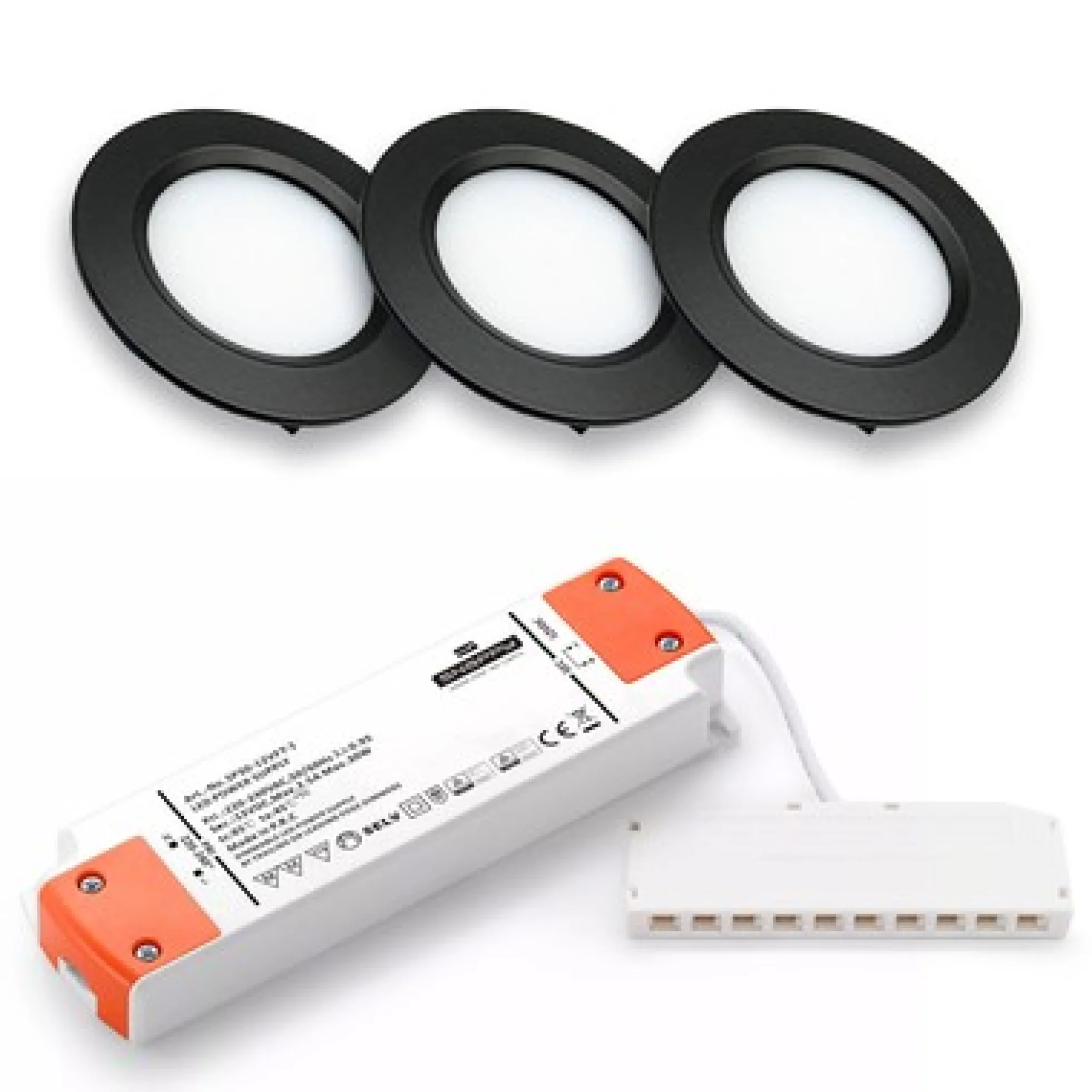LEDlife Reco68 Møbelspot, inkl. strømforsyning, 2,5W, 12V, 180lm, RA80 - Sort (3-pak)