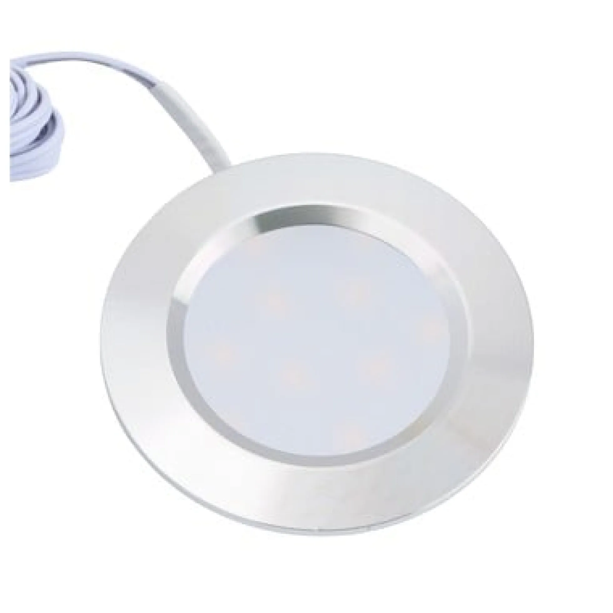 LEDlife Reco68 møbelspot, inkl. strømforsyning, 2,5W LED, erstatter 25W, 12V input, 180lm, RA80 - børstet stål (3-pak)