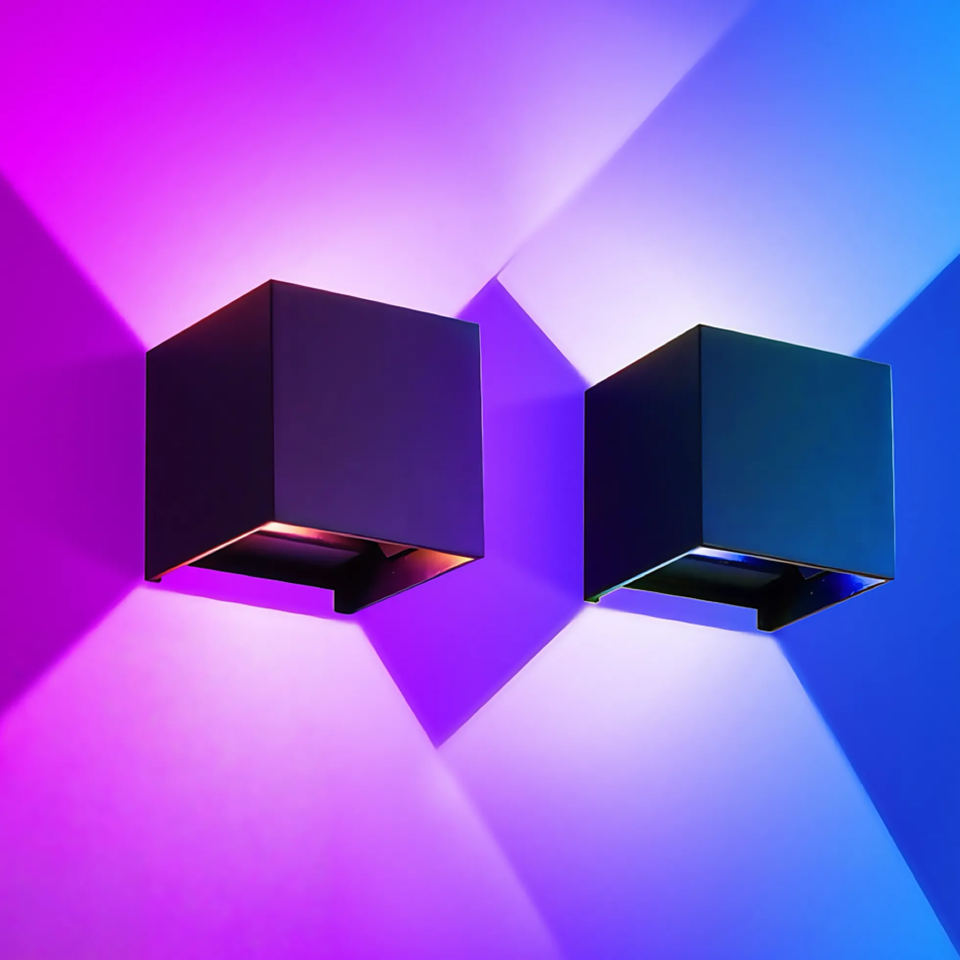 LEDlife RGB+CCT CUBIC 6W væglampe - Tuya Smart, sort, firkantet, op/ned, justerbar, inde/ude, IP65, inkl. lyskilde